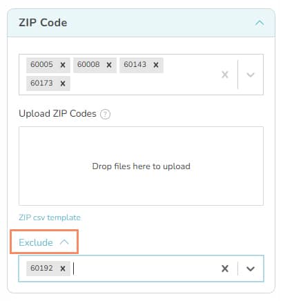 Exclude ZIP Code