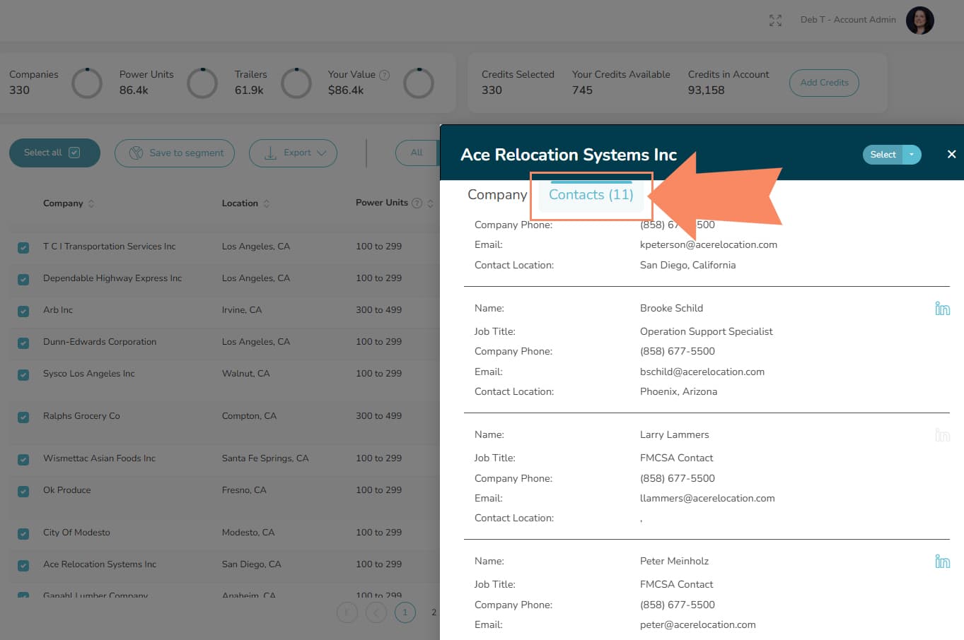 Contacts Tab