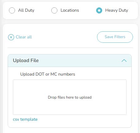 Upload DOT or MC Numbers