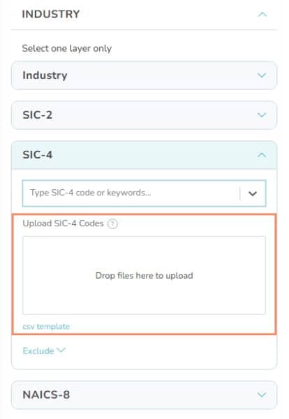 Upload SIC and NAICS Codes