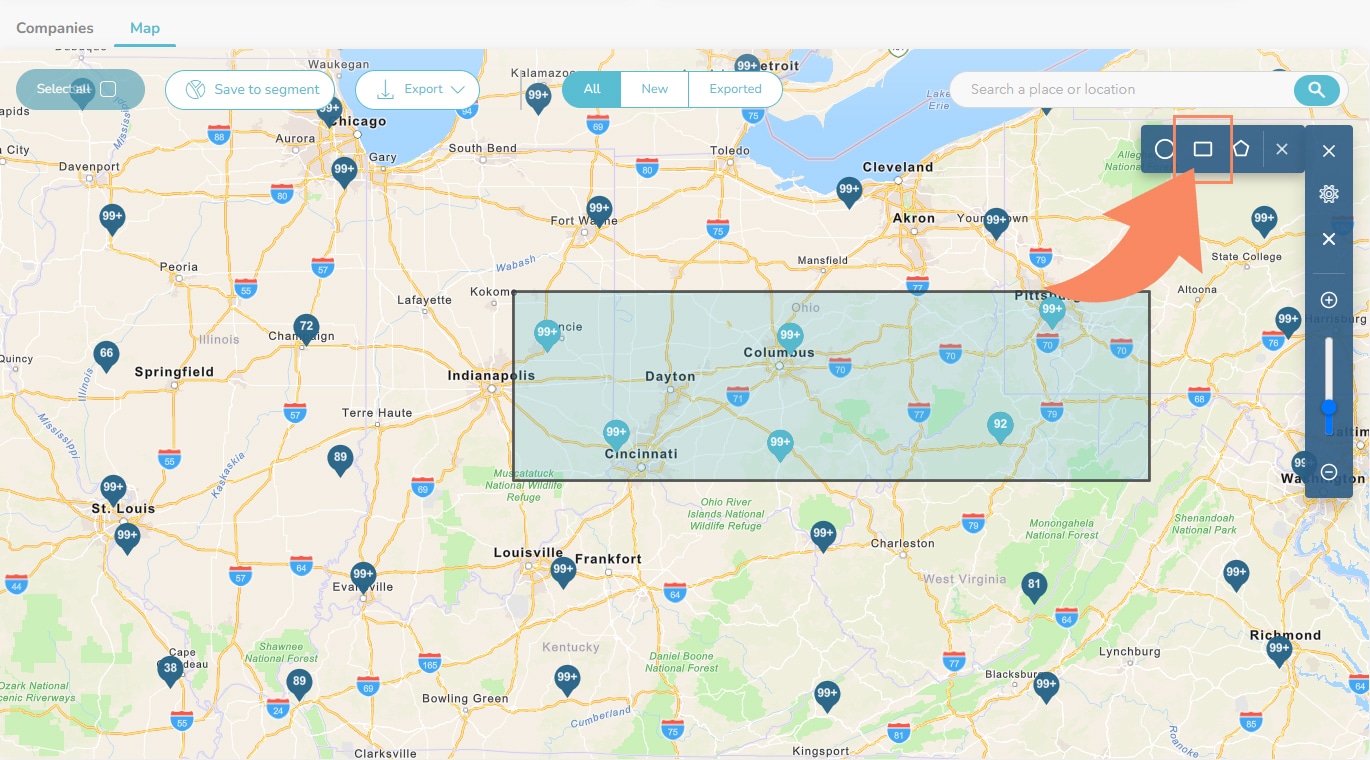 ProsperFleet Map Rectangle Geofence