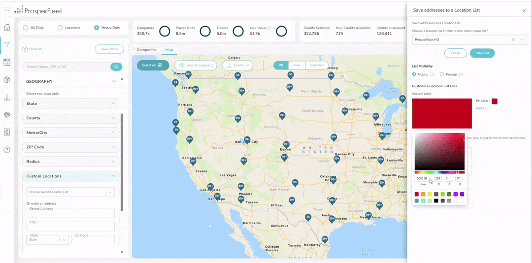 ProsperFleet Maps Location List Change Pin Color ProsperFleet Maps Location List Change Pin Color
